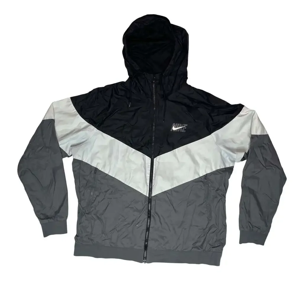 Nike Windrunner Jacket Black Gray White Hooded XL
